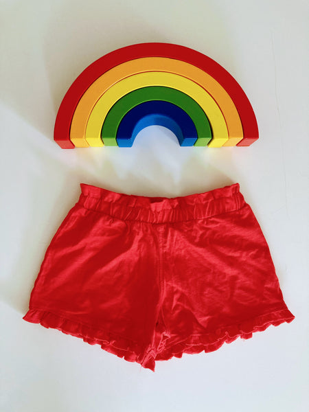 Red frilly shorts